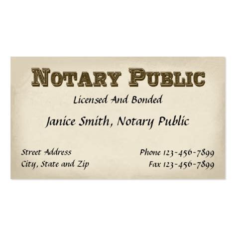 Notary Public Business Cards Templates