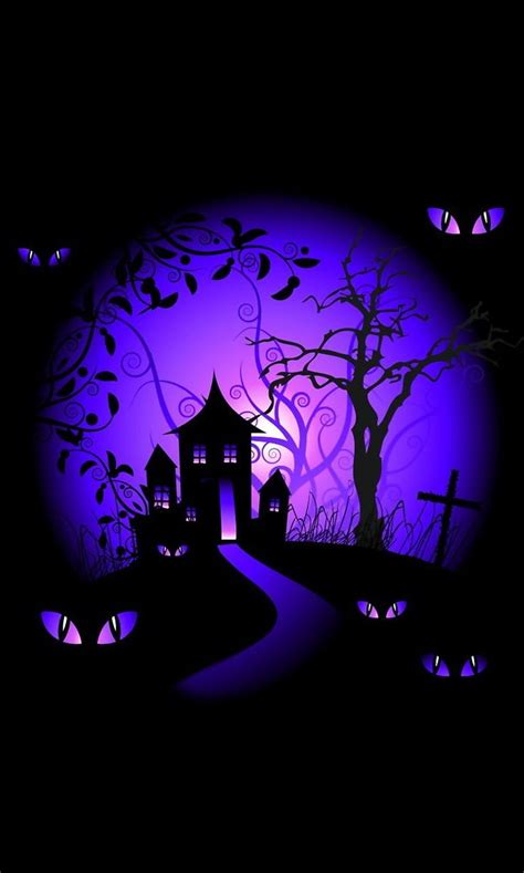 Pin by Debb L ⊱☮ on Black | Purple halloween, Halloween painting, Halloween wallpaper