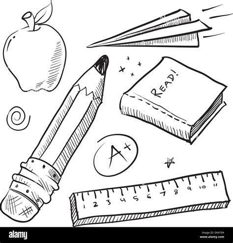 School supplies sketch Stock Vector Image & Art - Alamy