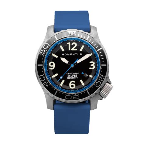 Momentum Torpedo Blast Eclipse Solar Dive Watch (44mm) Blue/Blue Goma Rubber - Watches ...