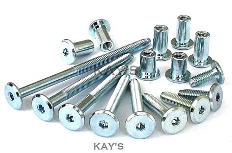 M6 FURNITURE CONNECTOR BOLTS & CAP NUTS, FLAT HEAD ALLEN KEY SCREWS ...