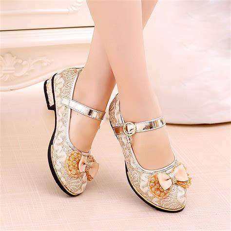 Aliexpress.com : Buy Girls Wedding Shoes Gold Heels Princess Shoes For ...