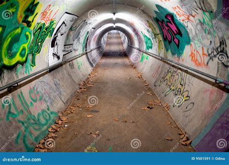 Graffiti Tunnel stock image. Image of lights, backgrounds - 9501591