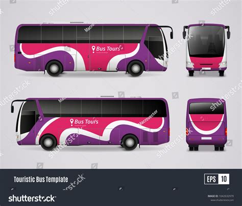 Touristic Bus Template Realistic Style Colored Stock Illustration ...