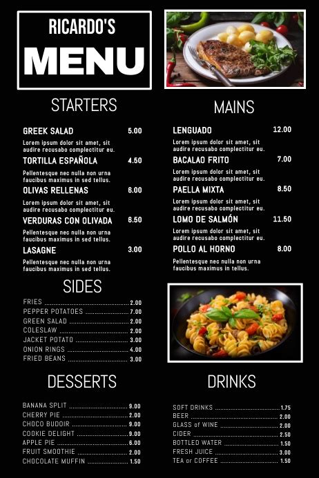 Copy of Simple Restaurant Menu Template | PosterMyWall