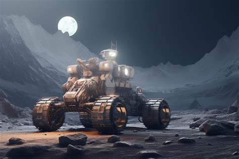 Premium Photo | Rover exploring moons of gaseous planets