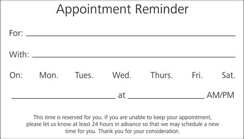 Free Printable Printable Appointment Card Template