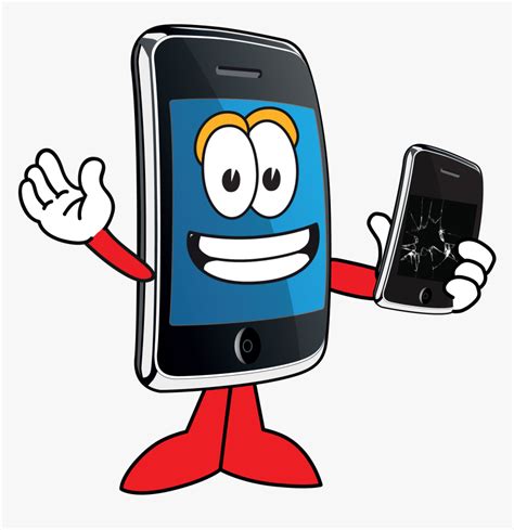 Mascot Broken Phone - Mobile Phone Cartoon Png, Transparent Png - kindpng