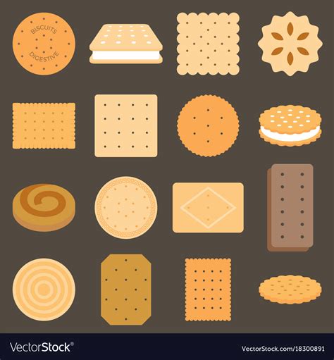 Collection of biscuit in flat design Royalty Free Vector