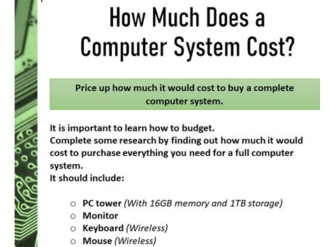 ICT Computing Costings Excel Spreadsheet Task | Teaching Resources