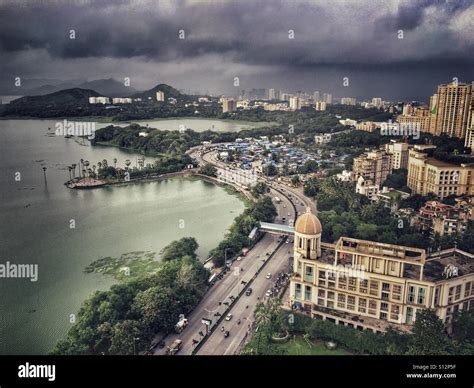 Birdseye view of Powai Lake, Andheri East Mumbai, India Stock Photo ...