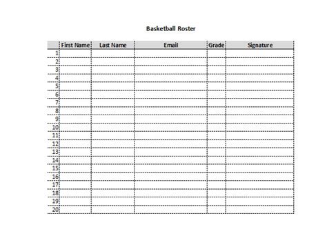 Printable Basketball Team Roster - Etsy