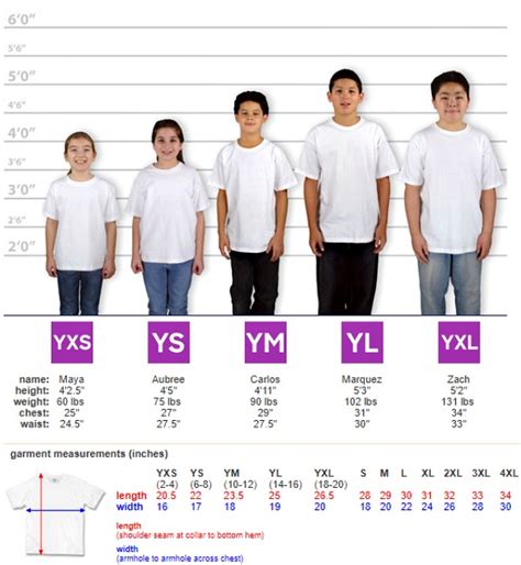 custom ink size chart youth