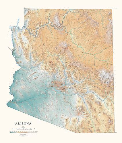 Arizona Elevation Map With Cities - United States Map States District