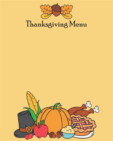 Thanksgiving Menu - 11 Free PDF Printables | Printablee