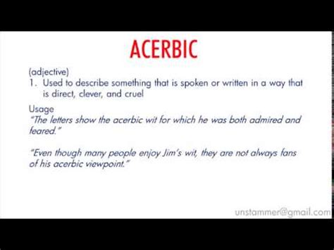 How To Pronounce Acerbic - YouTube