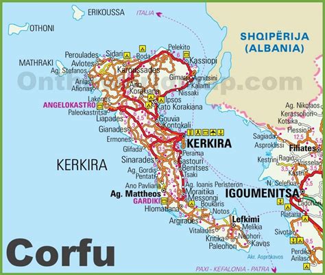 Corfu tourist map - Ontheworldmap.com