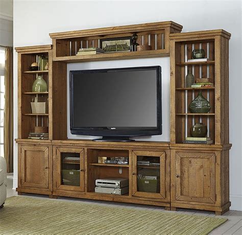 Progressive Furniture Willow 4Pc Entertainment Wall Unit in Distressed ...