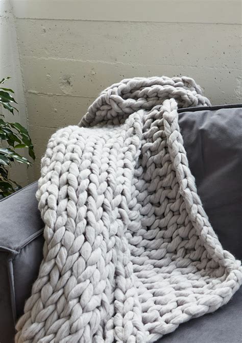 George St. Light Grey Super Chunky Knit Throw - New Season Chunky Knit ...