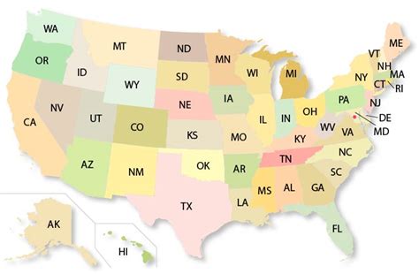 Map Of United States Abbreviations - Gabbi Joannes
