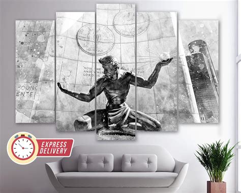 The Spirit of Detroit Canvas Art Detroit Wall Art Detroit - Etsy