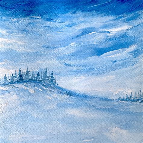 Winter Snowfall Scenery Painting - Easy Winter Painting Ideas For Beginners