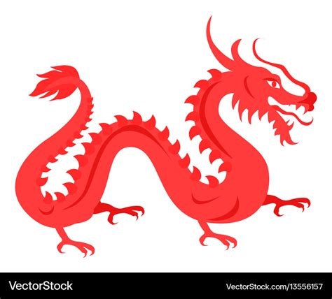 Isolated red dragon on white chinese symbol Vector Image