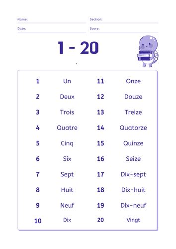 French numbers 1-20 | Teaching Resources