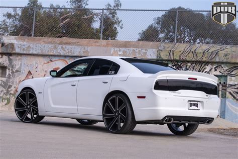 White Dodge Charger Black Rims