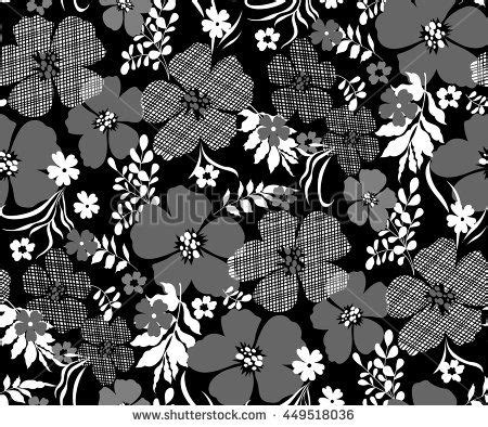 a black and white floral pattern with flowers on the side, in an abstract manner