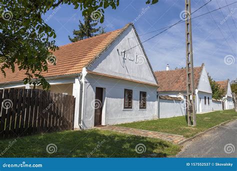 Traditional Swabian Houses in Magyarpolany, Hungary Stock Image - Image ...