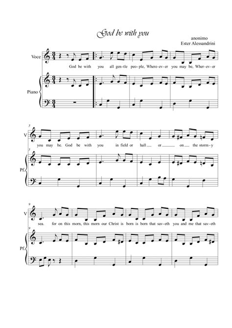 God be with you. Singing and piano (arr. Ester Alessandrini) Sheet ...