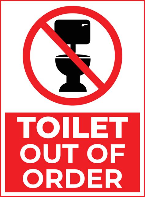 Toilet Out of Order Warning Sign in Red and White Color 7249016 Vector ...