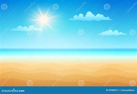 Tropical Beach in Sunny Day. Stock Vector - Illustration of seascape, season: 92983511