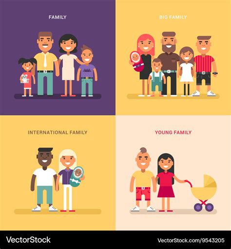 Family concept structure size members Royalty Free Vector