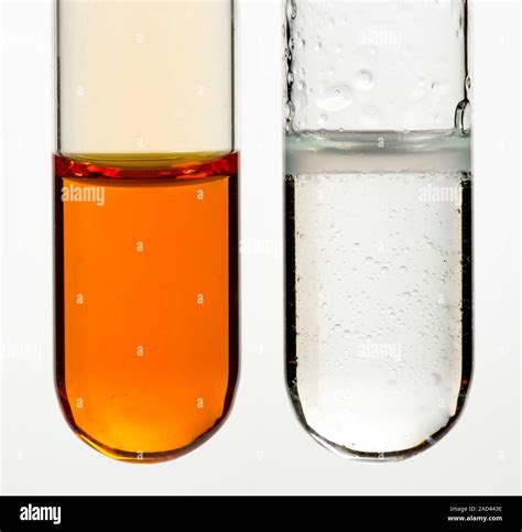 Bromine water test for alkenes. When an alkene is added to a solution of bromine water (left ...