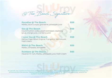 @the Beach Bar menù, Pretoria - Main Menu | Sluurpy