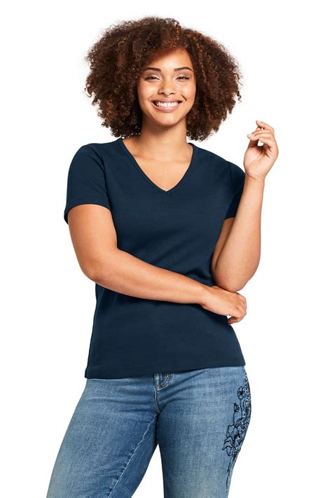 Lands' End - Lands' End Women's Plus Size Rib V-Neck Shirt - Walmart.com - Walmart.com