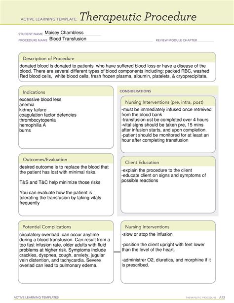 Blood Transfusion Ati Template