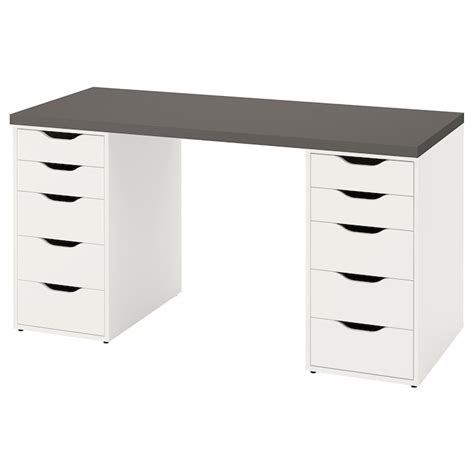 LAGKAPTEN / ALEX Desk, dark grey/white, 140x60 cm - IKEA