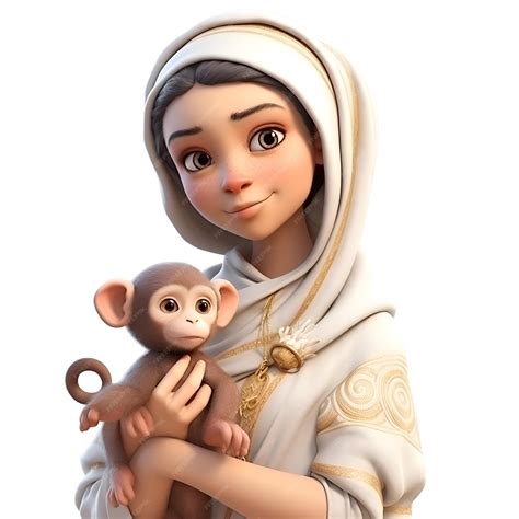 Premium Photo | Nativity Scene with Baby Jesus and monkey 3D Rendering