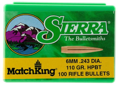 Sierra MatchKing Boat Tail Hollow Point 6MM Cal 110 Grain 100/Box, 1575