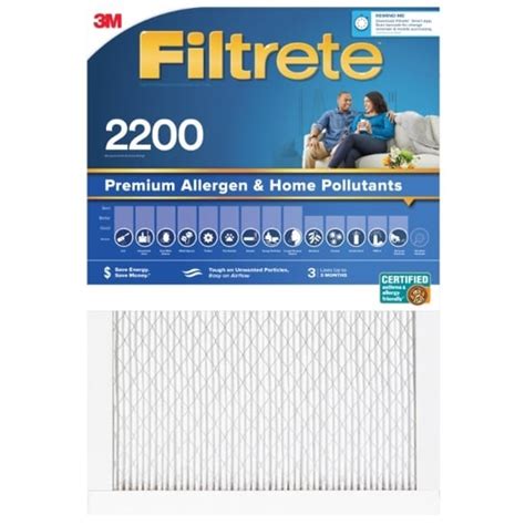 3M Filtrete 2200 MPR Premium Allergen & Home Pollutants Air Filter ...