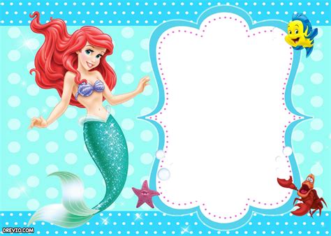 Updated! Free Printable Ariel the Little Mermaid Invitation Template | Mermaid invitations ...