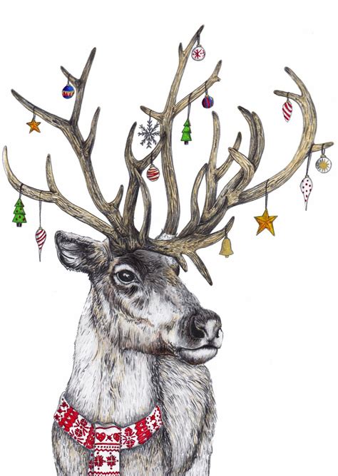 Fineliner: Christmas Critters | Reindeer drawing, Christmas drawing ...