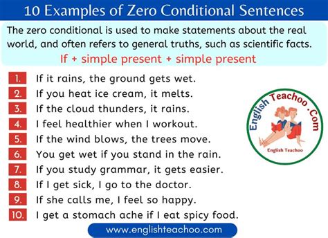 10 Examples of zero conditional sentences - EnglishTeachoo ...