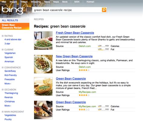 Bing Serves Up Recipe Search - Search Engine Watch