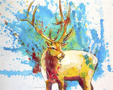 Elk painting on canvas original painting colorful animal | Etsy