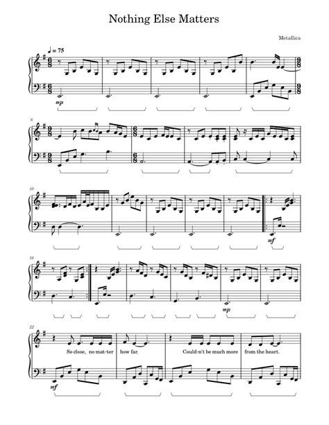 Nothing Else Matters - Metallica - Piano Sheet music for Piano (Solo) | Musescore.com