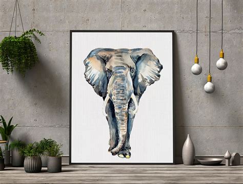 Large Elephant Wall Print Nursery Watercolor Large Wall - Etsy